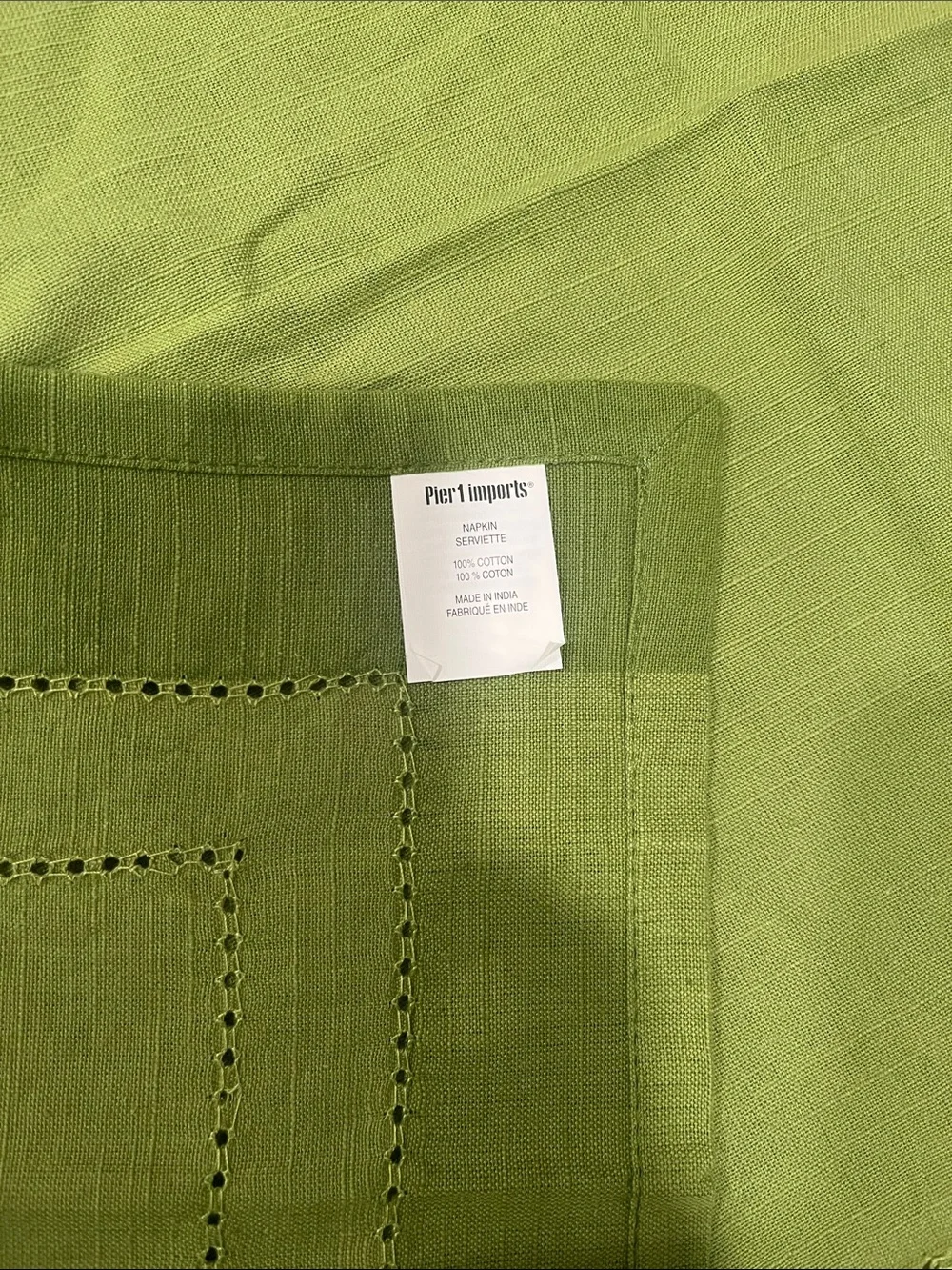 NEW Set of 6 Pier 1 Lime Green Hemstitch Cotton Napkins